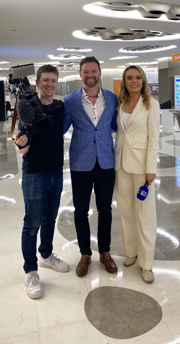 Asthetica Founder, David Allen, with the TV crew from A Current Affair.
